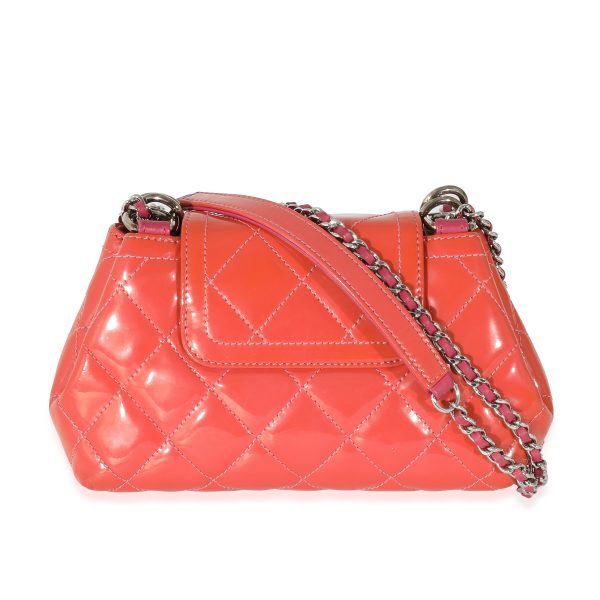 132585 stamp Chanel Pink Patent Coco Shine Mini Accordion Flap Bag