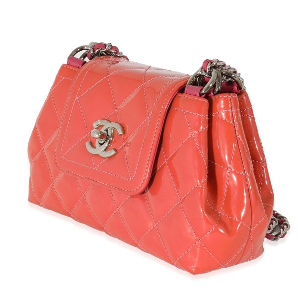 132585 sv Chanel Pink Patent Coco Shine Mini Accordion Flap Bag