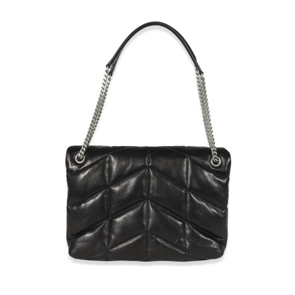 132603 bv Saint Laurent Black Quilted Lambskin Medium Loulou Puffer Chain Bag