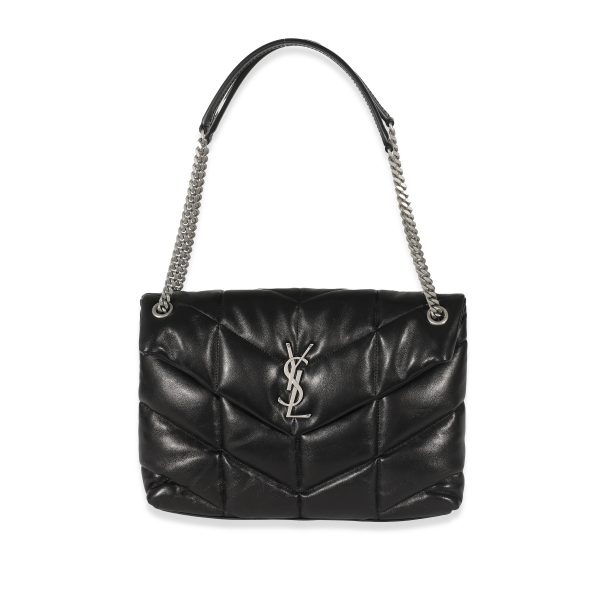 132603 fv Saint Laurent Black Quilted Lambskin Medium Loulou Puffer Chain Bag