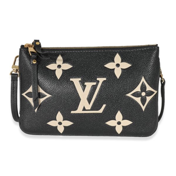 132608 fv e1acaea5 c5b0 43a7 8240 485e12aed933 Louis Vuitton Black Beige Monogram Empreinte Double Zip Pochette