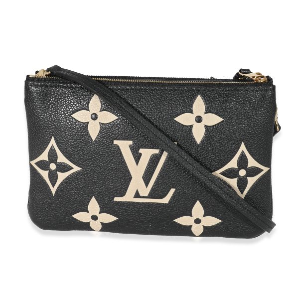 132608 pv 07a55a76 bbba 408e 9626 a1e6038f8409 Louis Vuitton Black Beige Monogram Empreinte Double Zip Pochette