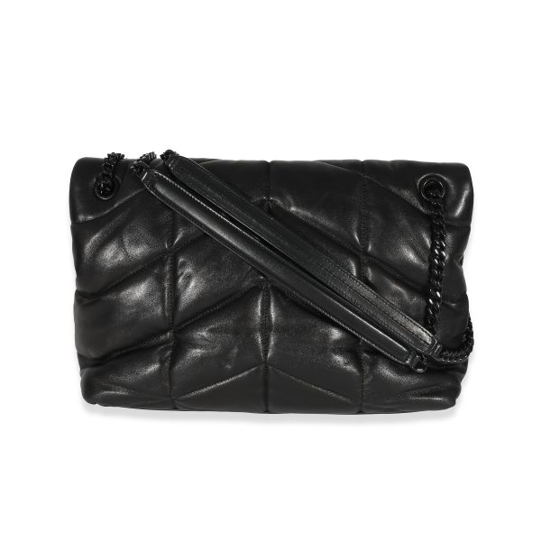 132618 bv Saint Laurent Black Quilted Leather Medium Loulou Puffer Bag