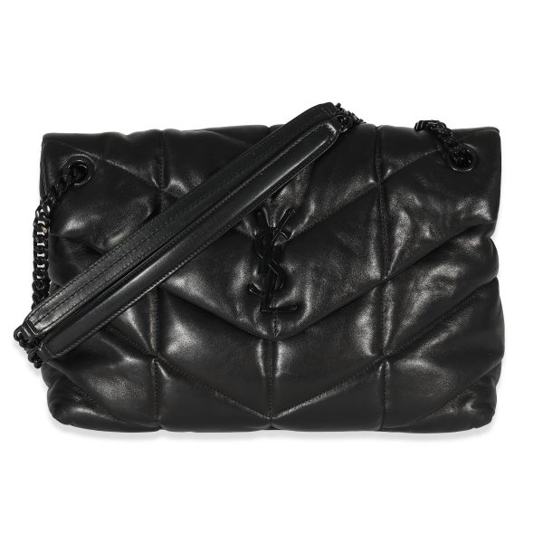 132618 fv Saint Laurent Black Quilted Leather Medium Loulou Puffer Bag