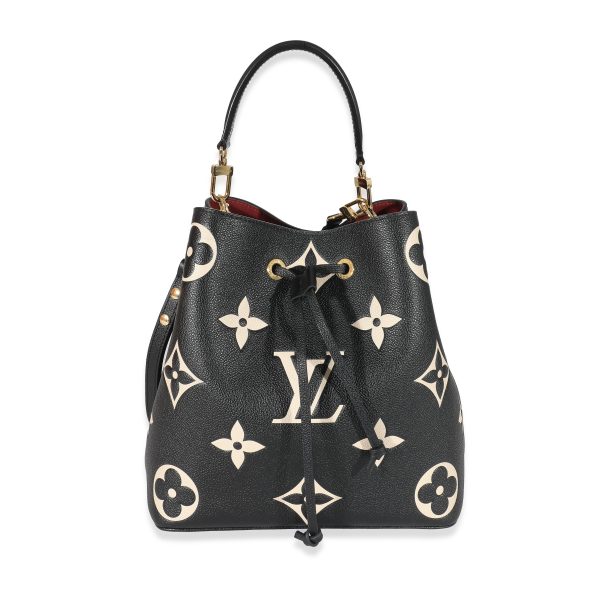 132626 fv Louis Vuitton Black Beige Monogram Empreinte NéoNoé MM