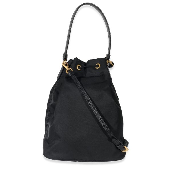 132634 stamp cecf10c8 9266 417a a5dc ed05259b362e Prada Black Re Nylon Duet Bucket Bag