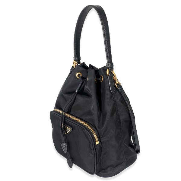 132634 sv 872fa741 07c2 4ae3 87d7 3f72d74d58b1 Prada Black Re Nylon Duet Bucket Bag