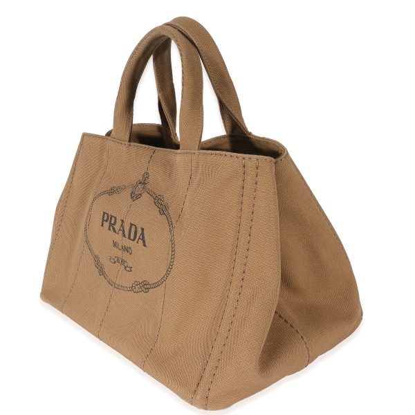 132649 sv 1ca64d47 4497 43eb b73a 8693a41e3593 Prada Brown Canvas Medium Canapa Tote