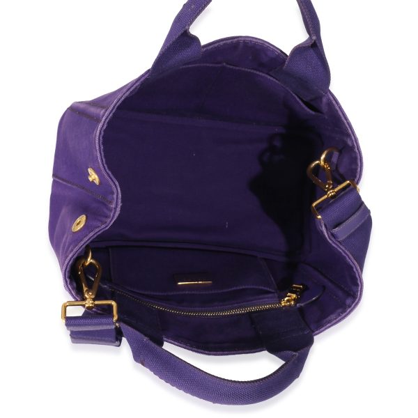 132658 ad1 2e519f08 838a 4009 9ef2 9eddd1d5fdd5 Prada Purple Canvas Small Canapa Tote