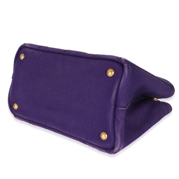 132658 box Prada Purple Canvas Small Canapa Tote