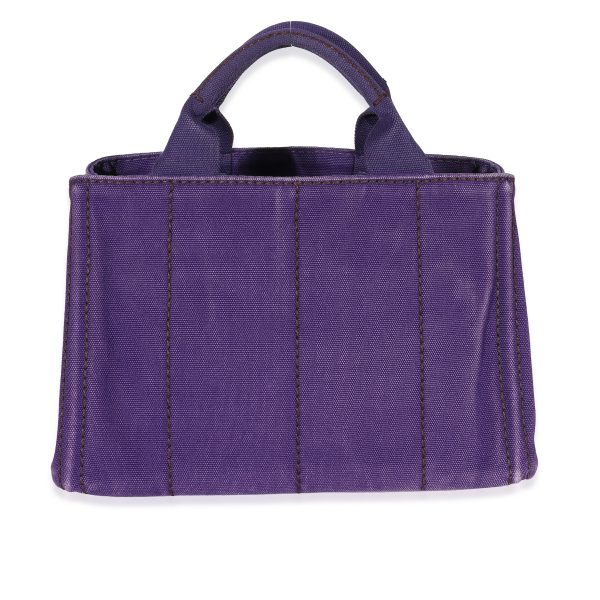 132658 bv Prada Purple Canvas Small Canapa Tote