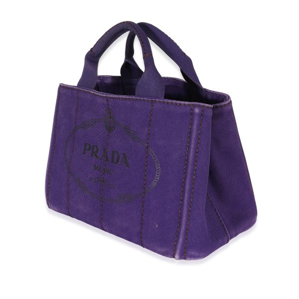 132658 sv Prada Purple Canvas Small Canapa Tote