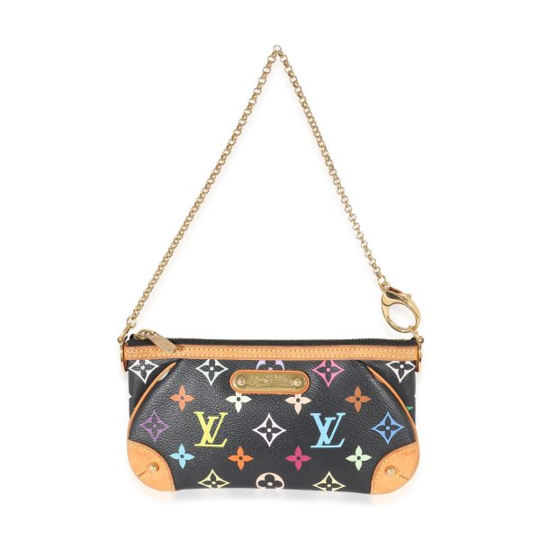 132659 fv Louis Vuitton x Takashi Murakami Black Multicolor Canvas Milla Pochette