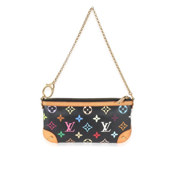 132659 stamp Louis Vuitton x Takashi Murakami Black Multicolor Canvas Milla Pochette