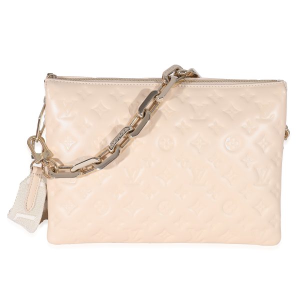 132675 fv Louis Vuitton Cream Monogram Puffy Lambskin Coussin MM