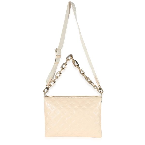 132675 stamp Louis Vuitton Cream Monogram Puffy Lambskin Coussin MM