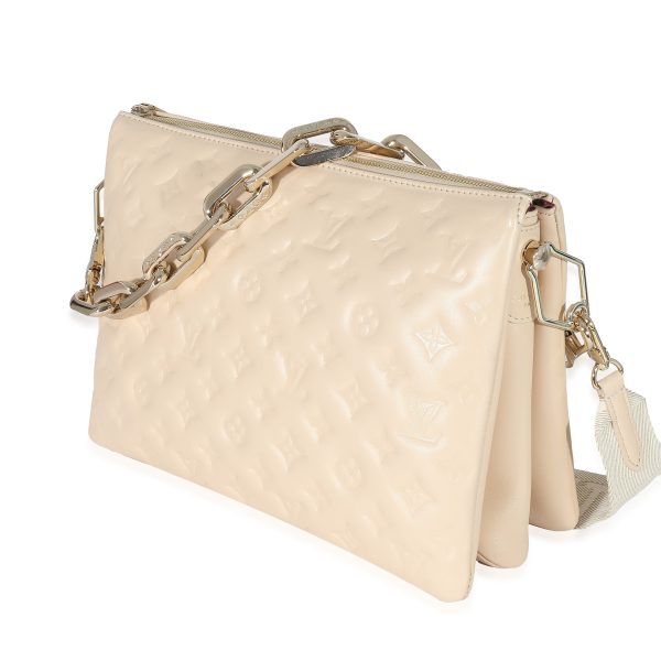 132675 sv Louis Vuitton Cream Monogram Puffy Lambskin Coussin MM