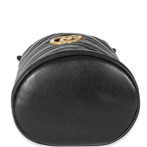 132681 box 5e4aae0b 00fb 46a2 91be f8da6de40469 Gucci Black Matelassé Leather GG Marmont Mini Bucket Bag