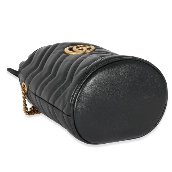 132681 pv 47b6508d 55c1 4da4 a206 3b5c0c5e3280 Gucci Black Matelassé Leather GG Marmont Mini Bucket Bag