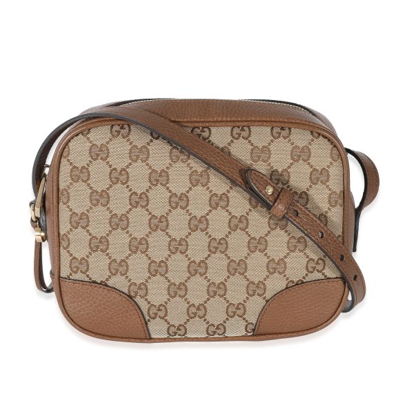 132710 fv a512663f b363 47f7 a93b d0164a3a3342 Gucci Brown GG Canvas Brown Leather Mini Bree Messenger Bag