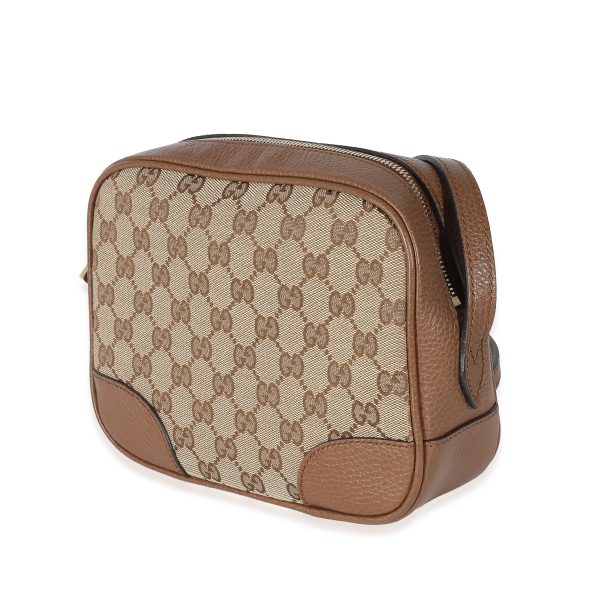 132710 sv 296c343e 6659 4a90 8057 65bd70985910 Gucci Brown GG Canvas Brown Leather Mini Bree Messenger Bag