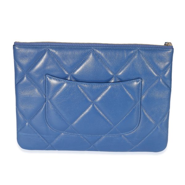 132712 pv Chanel Blue Goatskin Quilted Chanel 19 Pouch