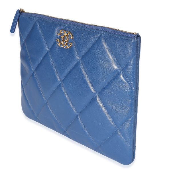 132712 sv Chanel Blue Goatskin Quilted Chanel 19 Pouch