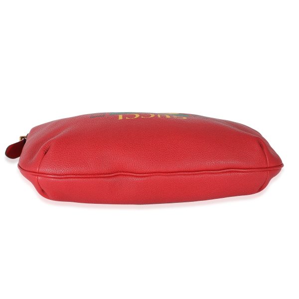 132733 stamp c6140c8a d25a 457d 8044 f0943c8a2b38 Gucci Red Grained Calfskin Logo Half Moon Hobo