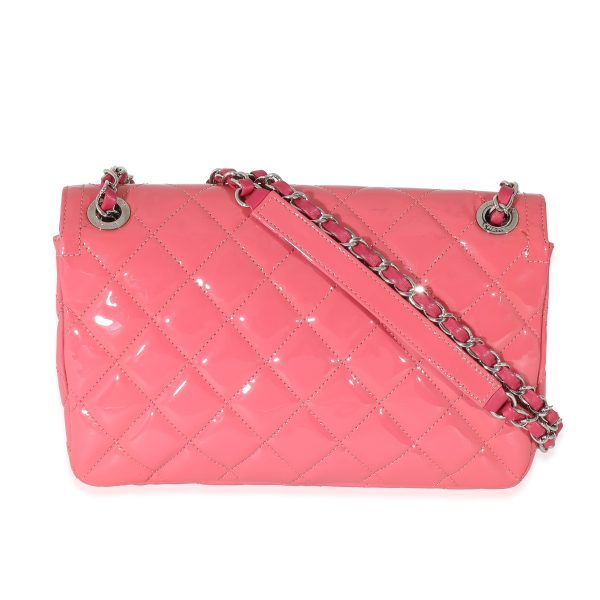 132735 stamp Chanel Pink Quilted Patent Leather Medium Coco Shine Flap Bag