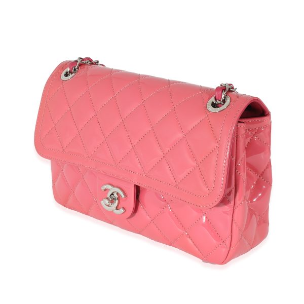 132735 sv Chanel Pink Quilted Patent Leather Medium Coco Shine Flap Bag