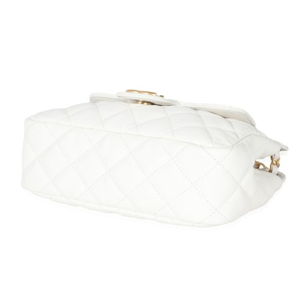 132740 box Chanel White Quilted Caviar Small Wavy CC Hobo