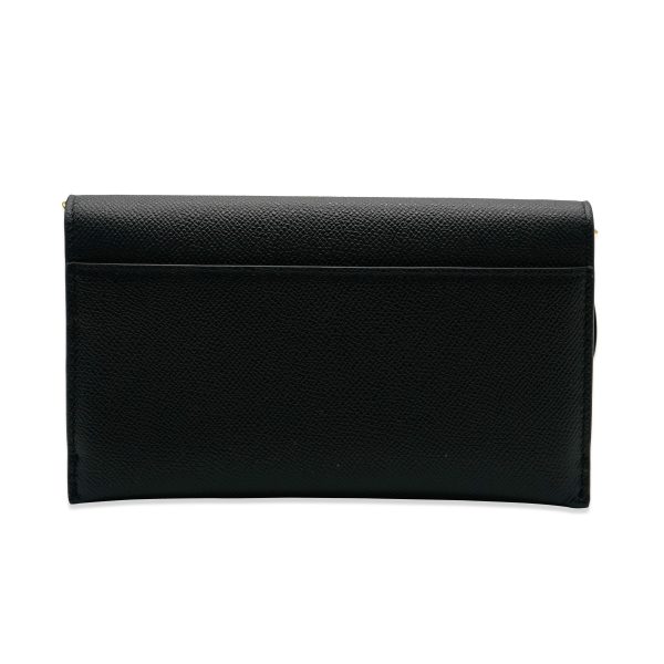 132755 sv Christian Dior Black Grained Calfskin Saddle Long Chain Wallet