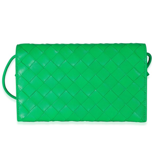 132759 fv Bottega Veneta Parakeet Intrecciato Leather Wallet On Strap