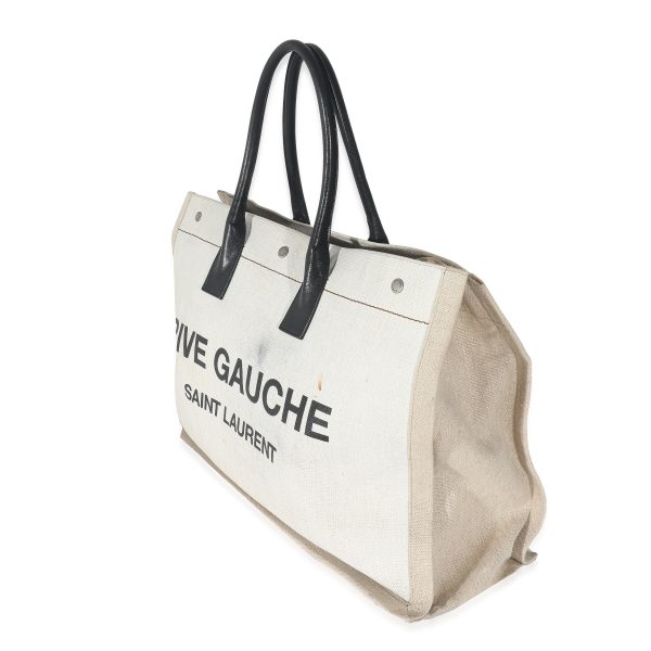 132769 sv Saint Laurent Optic White Linen Rive Gauche Tote