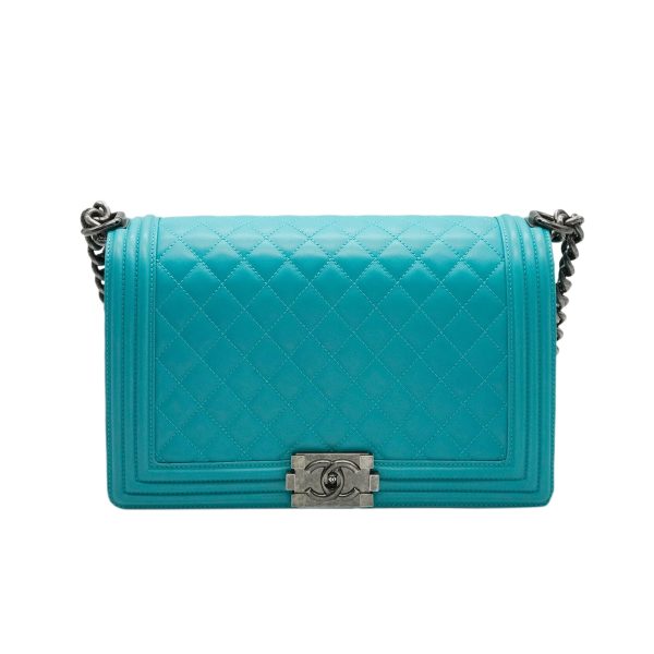 132774 fv Chanel Aqua Quilted Lambskin Medium Boy Bag