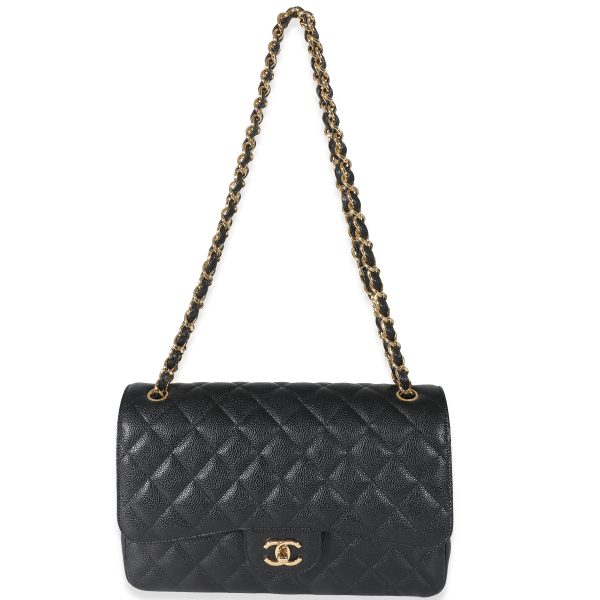 132791 bv Chanel Black Quilted Caviar Jumbo Classic Double Flap Bag