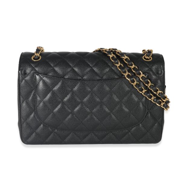 132791 pv Chanel Black Quilted Caviar Jumbo Classic Double Flap Bag
