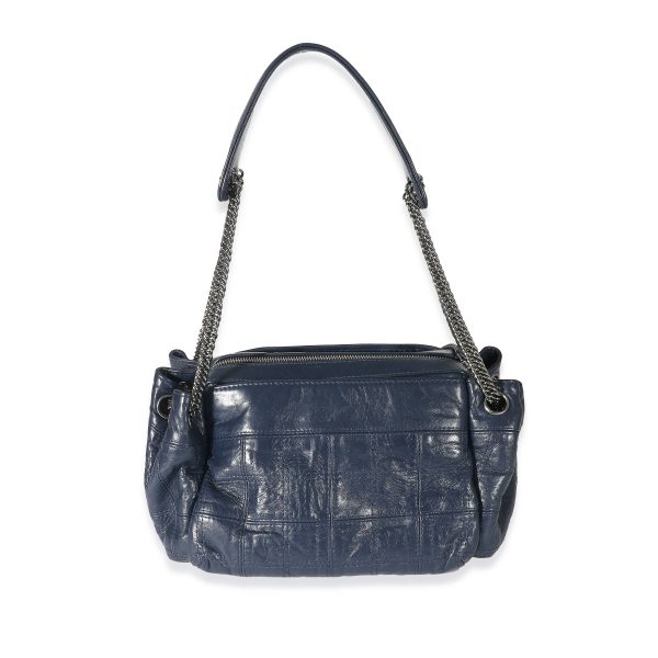 132801 pv Chanel Navy Blue Square Quilted Lambskin Leather LAX Accordion Bag