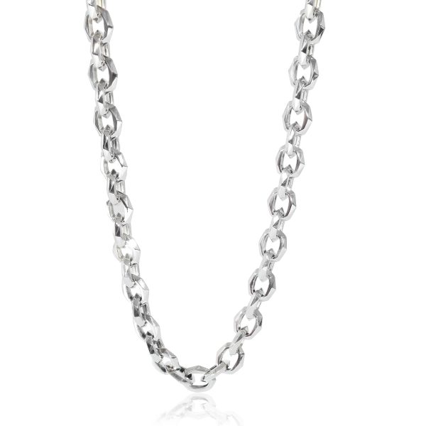 132811 fv David Yurman Torqued Faceted Chain Link Necklace in Sterling Silver