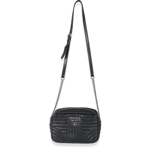 132814 bv Prada Nero Soft Calfskin Impunture Diagramme Crossbody Bag