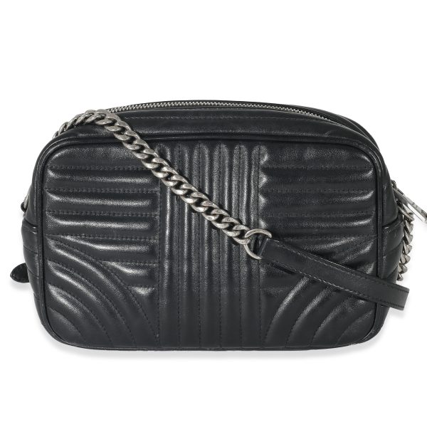 132814 pv Prada Nero Soft Calfskin Impunture Diagramme Crossbody Bag