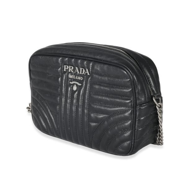 132814 sv Prada Nero Soft Calfskin Impunture Diagramme Crossbody Bag