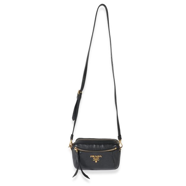 132823 bv Prada Black Vitello Daino Convertible Belt Bag