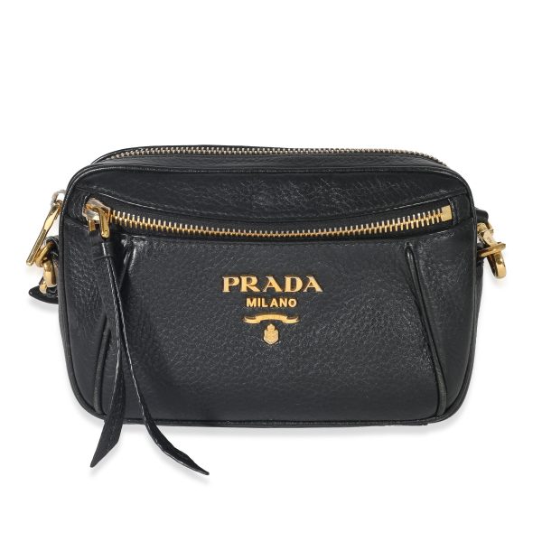 132823 fv Prada Black Vitello Daino Convertible Belt Bag