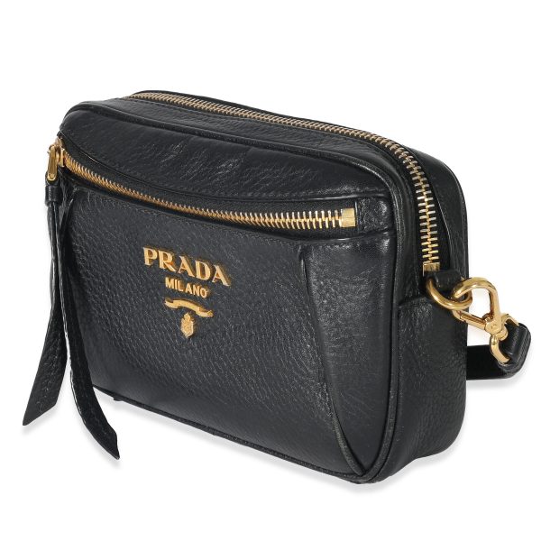 132823 sv Prada Black Vitello Daino Convertible Belt Bag