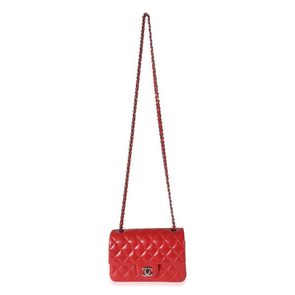 132852 bv Chanel Red Quilted Lambskin Mini Rectangular Flap Bag