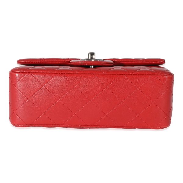 132852 stamp Chanel Red Quilted Lambskin Mini Rectangular Flap Bag