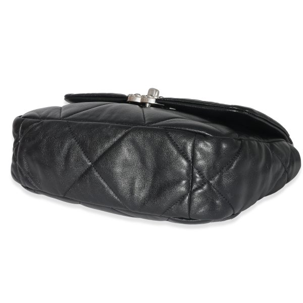 132888 box Chanel Black Quilted Goatskin Medium Chanel 19 Flap Bag