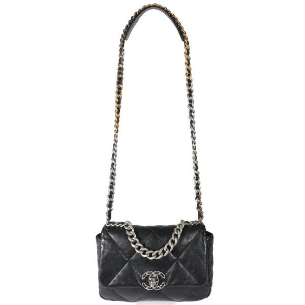 132888 bv Chanel Black Quilted Goatskin Medium Chanel 19 Flap Bag