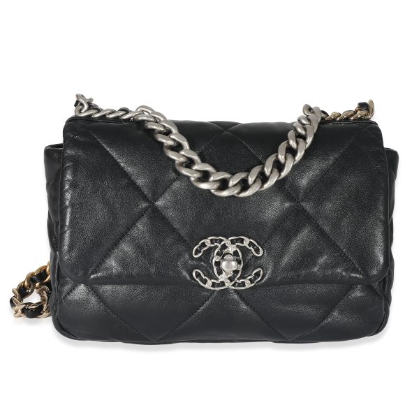 132888 fv Chanel Black Quilted Goatskin Medium Chanel 19 Flap Bag